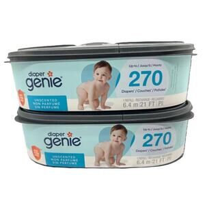 Diaper Genie Essentials 2-Pack Refills Unscented 270 Count Odor Control Bags NEW